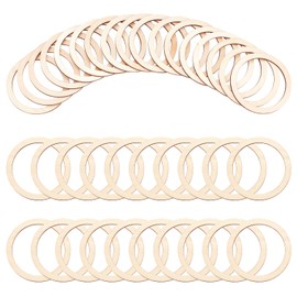 nbeads Pack of 50 73.5 mm Untreated Wooden Pieces Rings Shape, Circle Ornaments Wooden Connecting Rings Blank Wooden Discs for Painting Pyrography Home Decor, 60 mm Inner Diameter