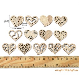 DanLingJewelry 200Pcs Hollow Wooden Heart Charms Unfinished Wood Slices Love Heart Shaped Embellishments for Home Craft Art Decor