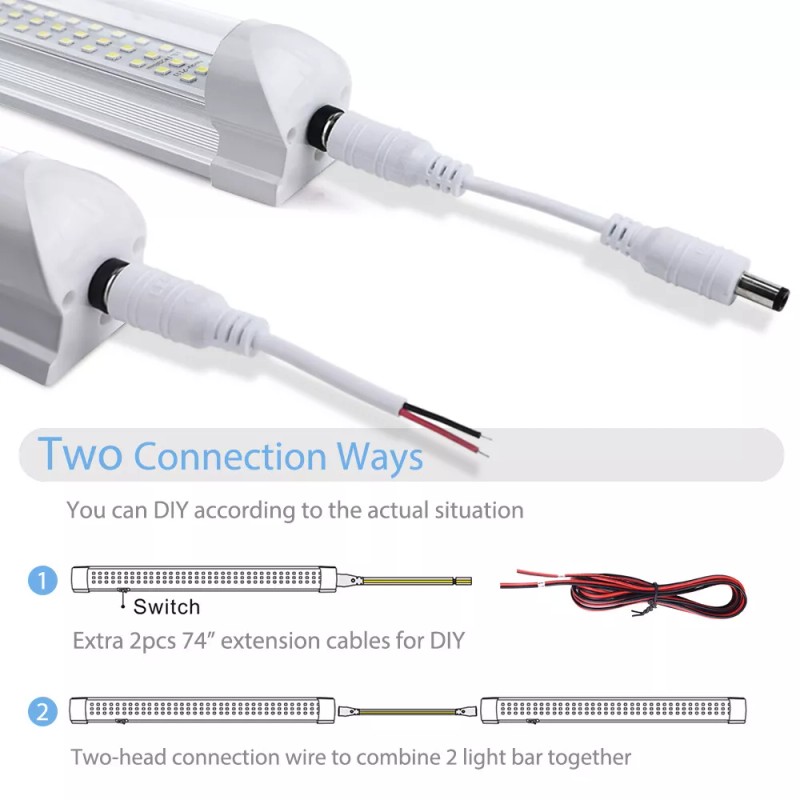 MICTUNING 4Pcs LED Tube Light Car Interior Light Bar Tube