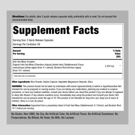 Piping Rock Irish Sea Moss Capsules | 2250mg | 180 Count | Burdock Complex | by Piping Rock