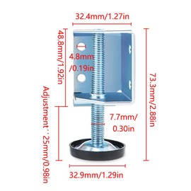 Heavy Duty Adjustable Leveling Feet Furniture Feet Brackets Threaded Feet with Brackets for Table Sofa Cupboard Wardrobe (25mm Height Adjustable)