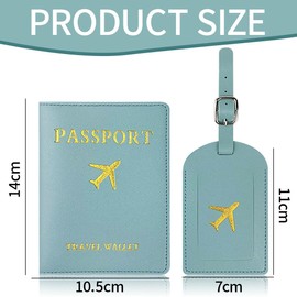 GHPKOTW 1 Set Reisepasshülle + Kofferanhänger, Passport Cover aus PU-Leder, Reise-Passhülle, Reiseorganizer, Reisezubehör, Für Reisepass, Kreditkarten, Personalausweis, Flugreisen, Internationale Reis