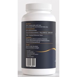 Vitamin D3 2000 IU 50µg, Vegan, 90 Capsules