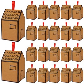 20 Pcs Classic Tall House Shaped Candy Boxes Kraft Paper Gift Boxes Treat Boxes Brown Kraft Paper Gable Gift Boxes for Birthday Wedding Christmas Birthday Party Supplies Ornament Candy Box Treat Bags