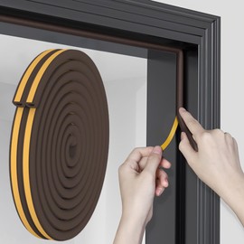 32.8 Ft Weather Stripping Door Seal Self Adhesive Door Weather Stripping Weather Strip Silicone D Shaped Door Seal Strip for Door Frame/Window Seal,Brown, 3/8" W × 1/4" T