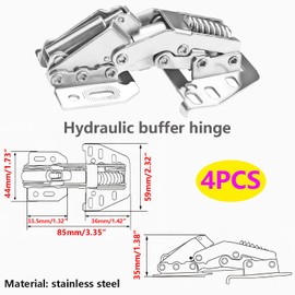 Qrity 4 PCS Cabinet Hinges Heavy Duty Lid Stay Hinges, Soft Close Lid Hinge, Furniture Door Lift Stay Support Hinge