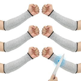 PATIKIL 8 Inch Cut Resistant Sleeve, 3 Pairs Arm Safety Protectors Sleeves Forearm Sleeve HPPE Level 5 Protection for Thin Skin and Bruising, XXS, Gray