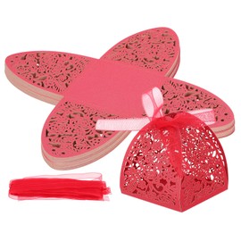 PATIKIL 2.36x2.36x2.76 Inch Favor Boxes, 50 Pcs Candy Party Gift Boxes for Wedding Mother's Day Easter Anniversary Christmas Graduation Celebration, Pearl Red