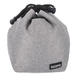 PATIKIL Soft Drawstring Lens Case, Lens Pouch Bag with Cotton Pad 3.94" x 3.94" Thick Fleece Cloth Camera Lens Bag for SLR Lens Water Cups, Grey