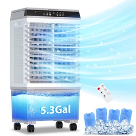 LifePlus Portable Windowless Air Conditioner Evaporative Air Cooler Swamp Cooler with 4 Ice Packs, 12H Timer, Remote Control, 3 Speed & 3 Modes Air Cooling Fan for Home, Bedroom, Office