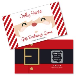 Big Dot of Happiness Jolly Santa Claus - Christmas Party White Elephant Gift Exchange Game Scratch Off Cards - 22 Count