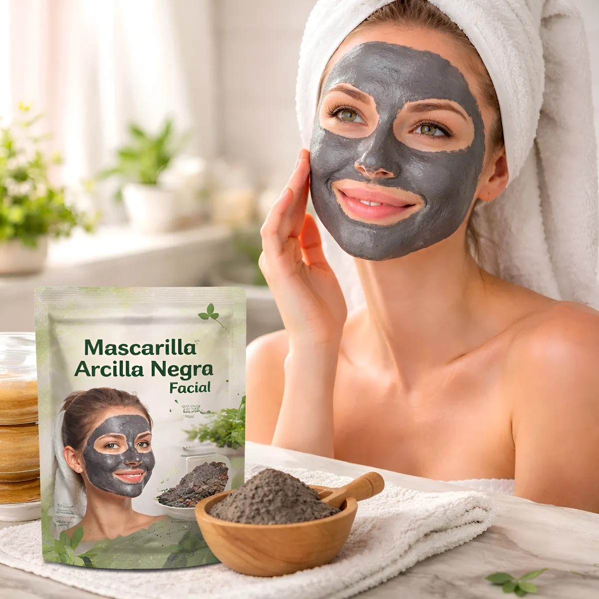 Mascarilla Facial Arcilla Negra Limpieza Pack  2 Profunda