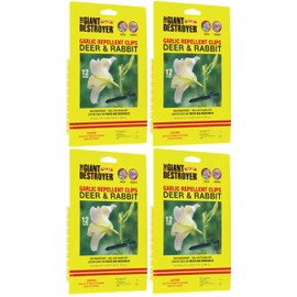 The Giant Destroyer 700 Garlic Rabbit and Deer Repellent Clips - 48 Per Pack - for Garden, Farms, Trees & Backyard - Harmless to Plants & Animals