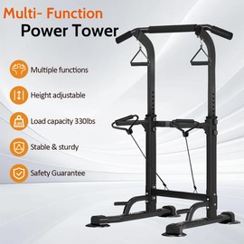 Power Tower Pull Up Dip Stander, Height Adjustable Multi-functional Home Strength Training Gym Equipment, Easy to Install, Durable Home Gym Equipment (black)