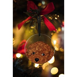 WIRESTER Hanging Ornaments for Christmas Tree Holidays, Party, Car, Home, Office Decoration, Large 3 inch Acrylic Ready to Hang Ornament - Brown Toy Poodle Puppy Dog
