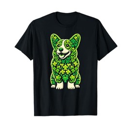Corgi Dog Shamrocks Mens Womens St Patricks Day Corgi Dog T-Shirt