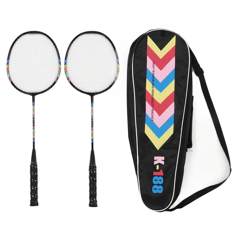 2Pcs Badminton Racquets Set Lightweight Sturdy Double Badminton Rackets with