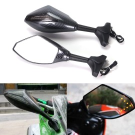 POMT Racing Rearview Mirrors & Turn Signal LED For Yamaha YZF R1 R6 R15 R25 R3 Carbon