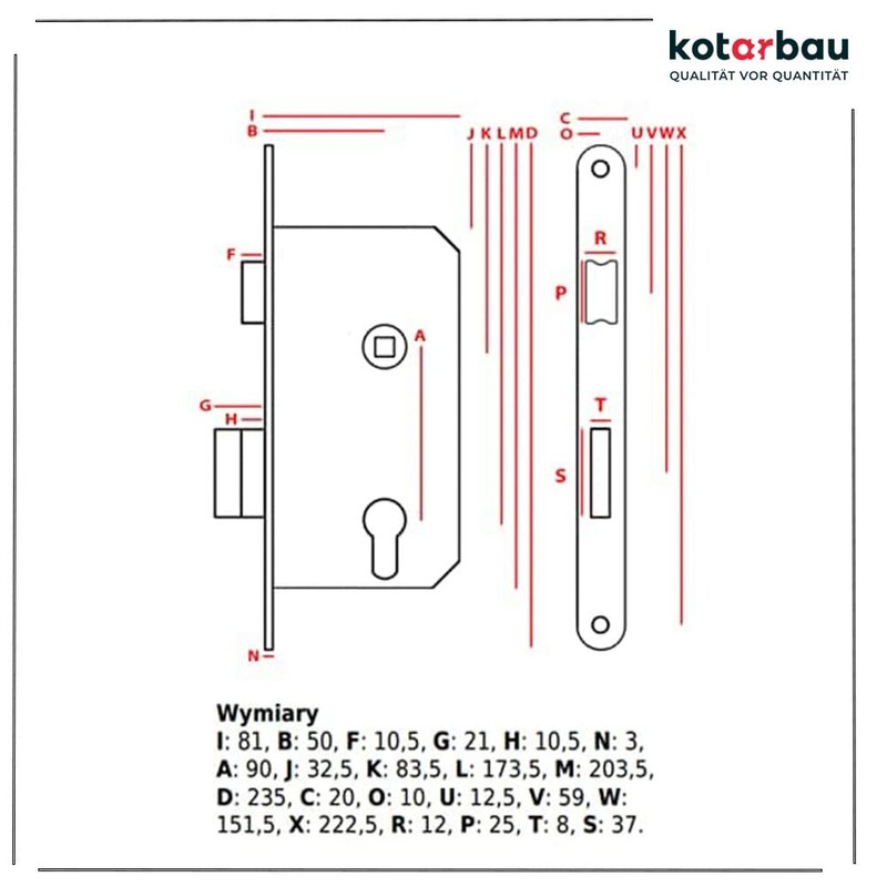 KOTARBAU Inner Door Mortice Lock 90 x 50 mm Toilet
