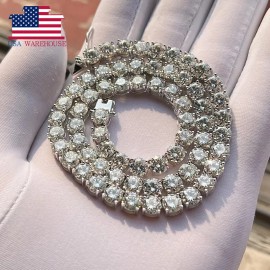 Local US Stock Pass Diamond Tester Lab Grown D Color VVS Moissanite Tennis Chain Necklace for Men WomenColor: 3mm-S, Length: 20inches