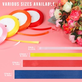 ihaspoko 10 mm Polyester Satin Ribbon, 12 Colours Decoration Gift Ribbon for DIY Arts Crafts, Gift Packaging, Bows, Wedding Decoration (22 m Roll)