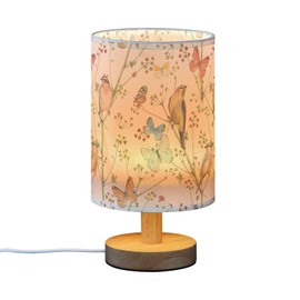 Oarencol Bedside Table Lamp Vintage Butterfly Bird Nightstand Lamp with Wood Animal Flower Desk Lamps for Bedroom Living Room Nursery Office Home Decor