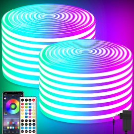 segrass Neon Led Rope Lights,132FT RGB LED Strip Lights, App Control/IR Remote,Outdoor IP65 Waterproof, Music Syncing, Flexible DIY Design led Lights for Bedroom, Gaming, Party, Christmas Décor