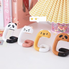 4 Pcs Foldable Hooks Desktop Non-Slip Hook, Kawaii Cartoon Animals Multifunctional Handbag Hanger Panda Raccoon Cat Cute Animal Hook Holder