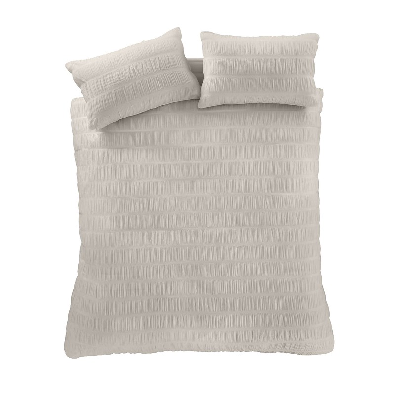 Catherine Lansfield Bedding Seersucker Single Duvet Cover Set with Pillowcase