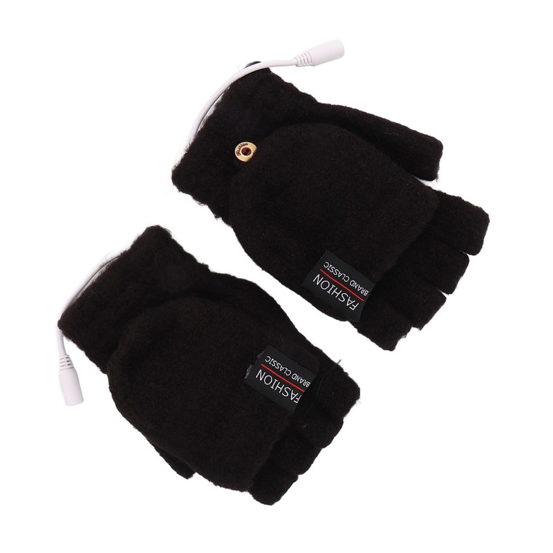 USB Heated Gloves Electric Half Hands Double Sided Heating Warm