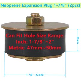 Dsnaduo Automotive Rubber Expansion Plug (1-7/8 inch to 2 inch) 47mm - 50mm,2-Pack Rubber Freeze Plug