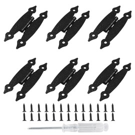 Kyuionty 6 Pack H-Shape Cabinet Hinges, Hammercraft Flush Door Hinge for Kitchen Cupboard Wardrobe (Black)
