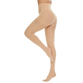 CozyWow Women's Semi Opaque Tights 80 Denier High Waist Control Top Pantyhose Soft and Elastic (Beige M)