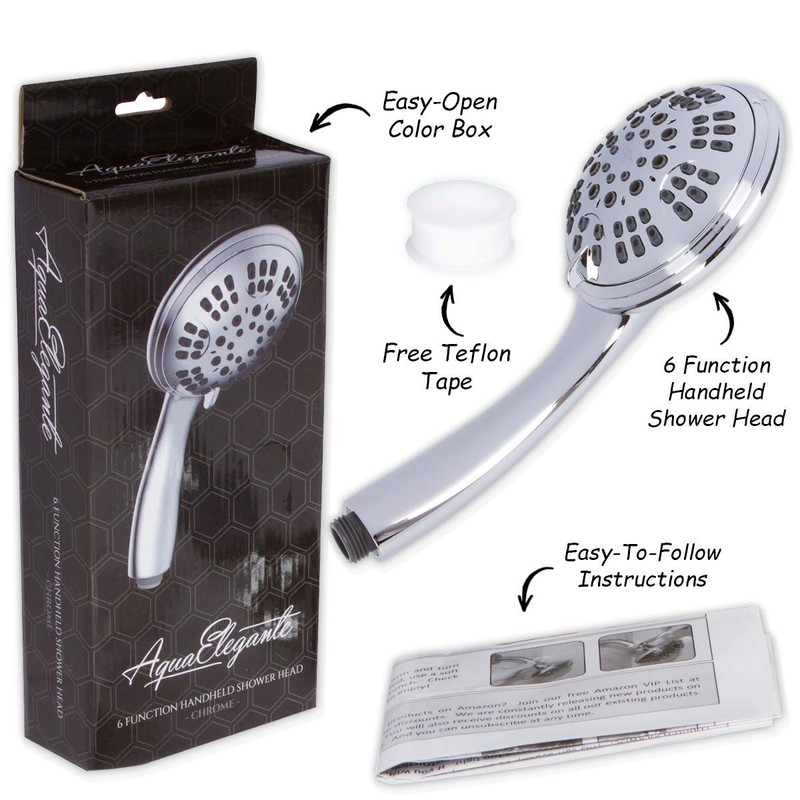 Aqua Elegante 6 Function Luxury Handheld Shower Head - Adjustable