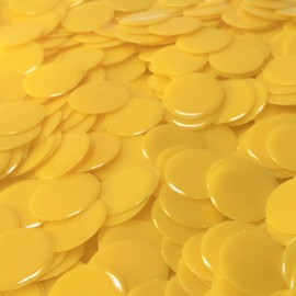 MR CHIPS Plastic Bingo Chips for Games 150 Count Bag - Solid and Transparent Colors Counting Yellow 3/4 Inch