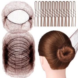 Pack of 20 Invisible Hair Nets, Bun Hair Nets, Elastic Hair Nets with 40 U-shaped Clips, Nylon Hair Nets, Reusable Hair Nets Sleeping, for Children, Girls, Women Hair Doughnut