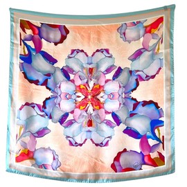 G.Barsanti & Figli Women's Silk Scarf, Large, 90 Square Como, 100% Silk, Made in Italy, Iris Pale Blue, iris bucket blue