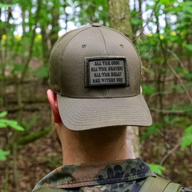 Café Viereck ® Fun Patch Embroidered with Velcro – 7 cm x 5 cm – Gods Olive