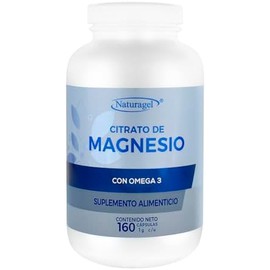 NATURAGEL Citrato de Magnesio con Omega 3  Cápsulas con Sello Hermético de 1000mg  Suplemento Mineral Esencial de Alta Biodisponiblidad (160 Cápsulas)
