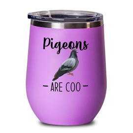 Flairy Land Bird Lover Pink Edition Wine Tumbler 12oz - Pgeons are coo - Hummingbird Nest Cage Parrot Dad Gardening Outdoor Birdwatcher Feeder