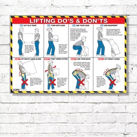 ALGRA - Lifting Do’s and Don’ts Safety Poster 24" x 36" – Laminated Workplace Ergonomics & Proper Lifting Techniques Chart – OSHA Safety Training Wall Sign