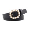 COTIM COYIN Pearl Buckle Skinny Leather Belt for Women, Adjustable