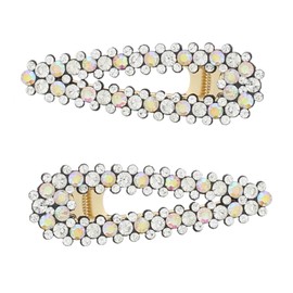 Zac's Alter Ego Pair of 7.5cm Colourful Diamante Stone Covered Gold Base Hair Clips