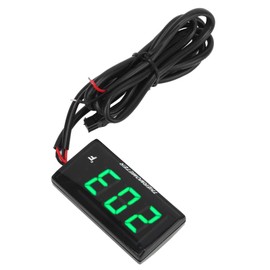 Motorcycle Digital Thermometer, DC 12V Ultra Thin Water Temperature Meter Gauge With 18mm Sensor Adapter and LCD Display, Digital Hygrometer Humidity Temperature Meter (Green)