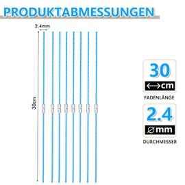 Yweller 50 pieces F016800182 replacement line mowing line, extra strong thread for Bosch electric grass trimmer, ART 30-36 LI, ART 30 Combitrim, diameter 2.4 mm, length 30 cm, extra strong refill