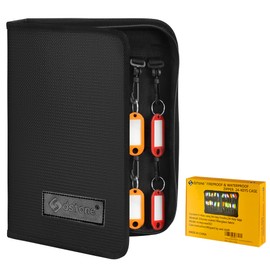 Sdstone Portable Zippered Key Case,Fireproof and Waterproof Key Organizer with 24 Key Tags Key Storage,Portable Manager, Landlord Zipper Key Binder forReal Estate Sales, Hotels, Car Service Key Box