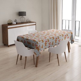 Xtremepads Christmas Gingerbread Man Pattern Pattern - Rectangle Oblong Linen Tablecloth, 52" x 70" inches Washable Decorative Table Cloth