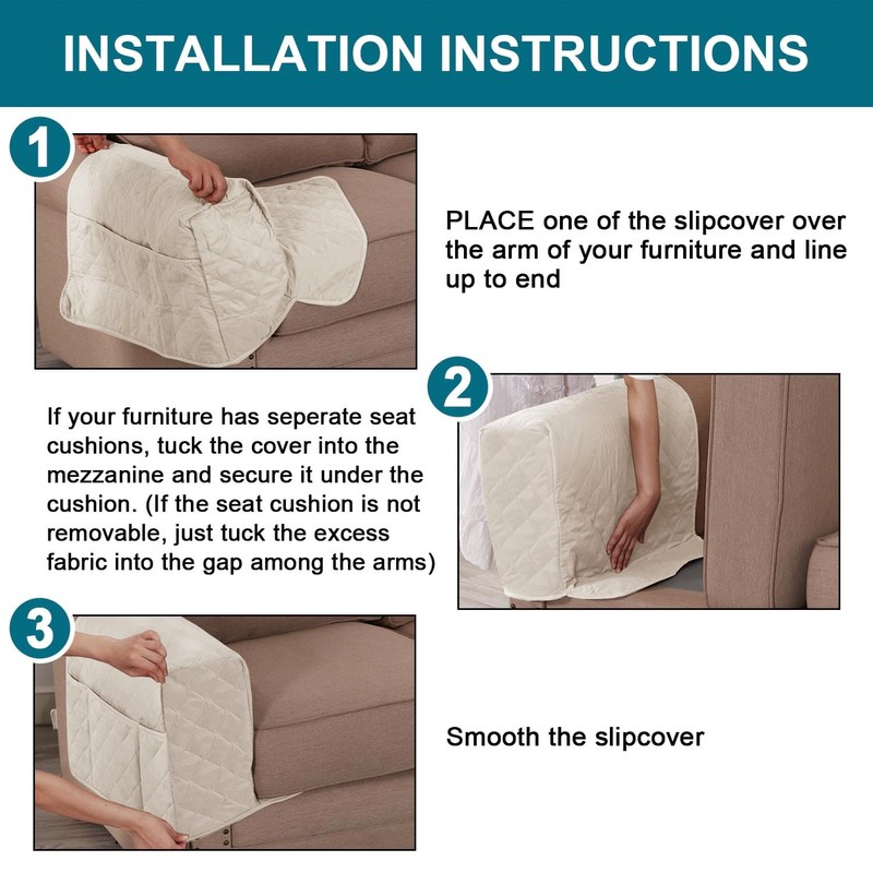Turquoize 2 Pack Waterproof Armrest Covers for Chairs and Sofas