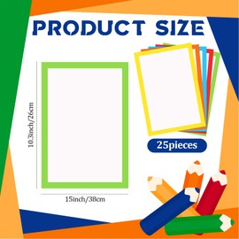 Dianelhall 25 Pcs Rainbow Color Frame Poster Board 10.2 x 15 Inch Colored White Poster Board Paper Colorful Bright Blank Display Board for School Project Kid DIY Craft Presentation Holiday Event