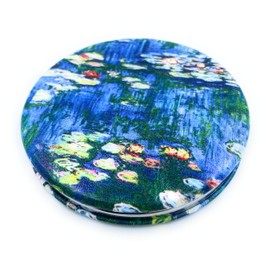 Aeisage Small Handbag Mirror Compact Mirror for Girls Purse Mirror Folding Pu Leather Floral Compact Claude Monet Water Lilies Unique Gift for Sister